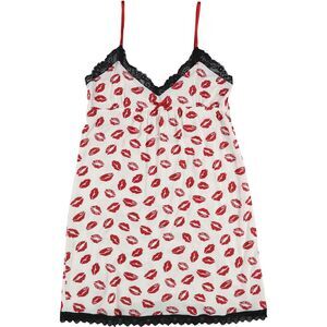 P.J. Salvage Womens Lips With Lace Detail Pajama Night Gown, Red, NWT